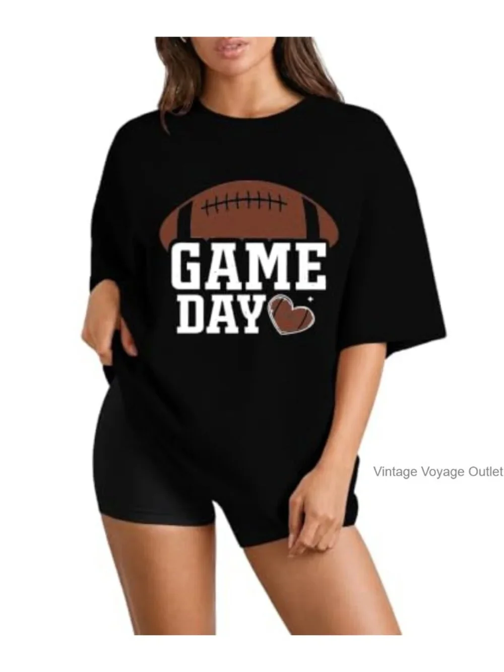 Vintage Football Graphic Tee - Soft Cotton Crew Neck T-Shirt